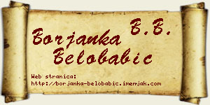 Borjanka Belobabić vizit kartica